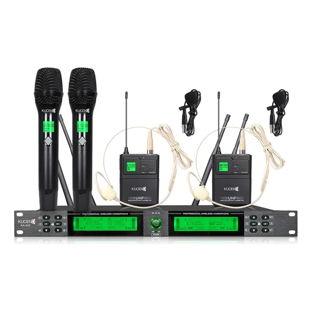 Microfonos Inalambricos Kuceno Ka400 2 Receptors 2 Mano Uhf