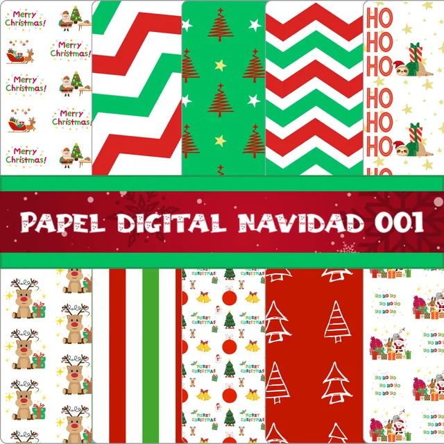 Papel Digital Scrapbook Manualidades Navidad 2024