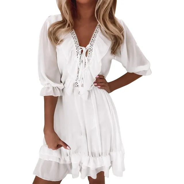 Aniywn Vestido Largo Verano Para Mujer 2023 Fruncido Color
