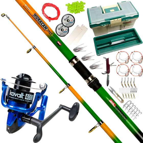 Equipo Combo Kit Pesca Mar Reel + Telescopica 3.90 Lance+ Lineas + Hilo Plomadas Destrabe