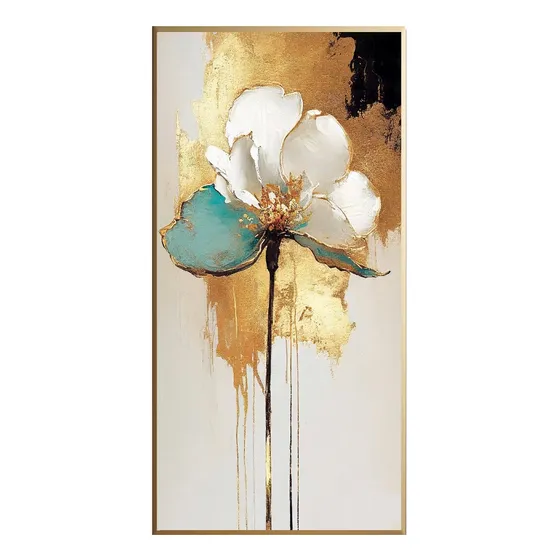 1 Cuadro Floral, De 40x80, Lamina Y Marco, Con Vidrio