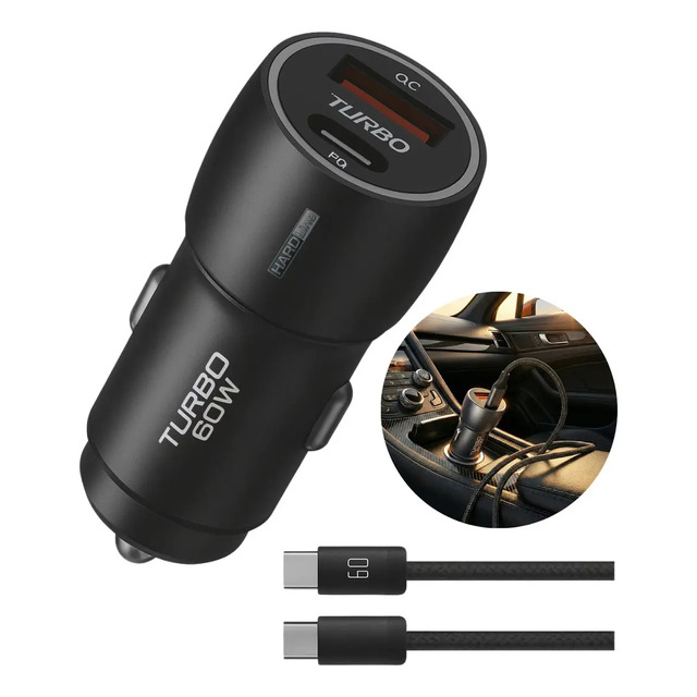 Kit Tomada Veicular Usb Carregador Turbo Carro Plug Acendedor 60w Tipo C Android Ios Portá...