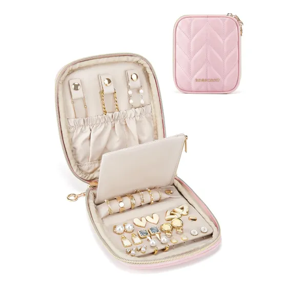 Caja De Joyería Rosa Para Mujer Con Organizadores Para Colla