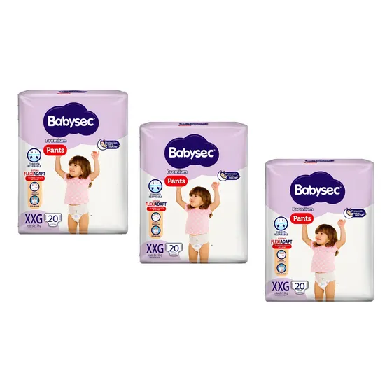 Pañales Babysec Premium sin género XXGPañales Babysec Premium sin género XXG x 60 unidades | Cuotas sin interés