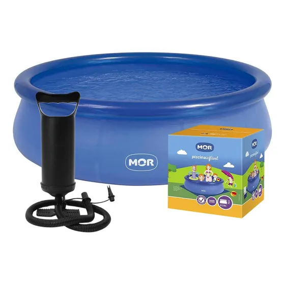 Piscina Inflável Circular Azul 3400 L C/ Bomba Manual Mor