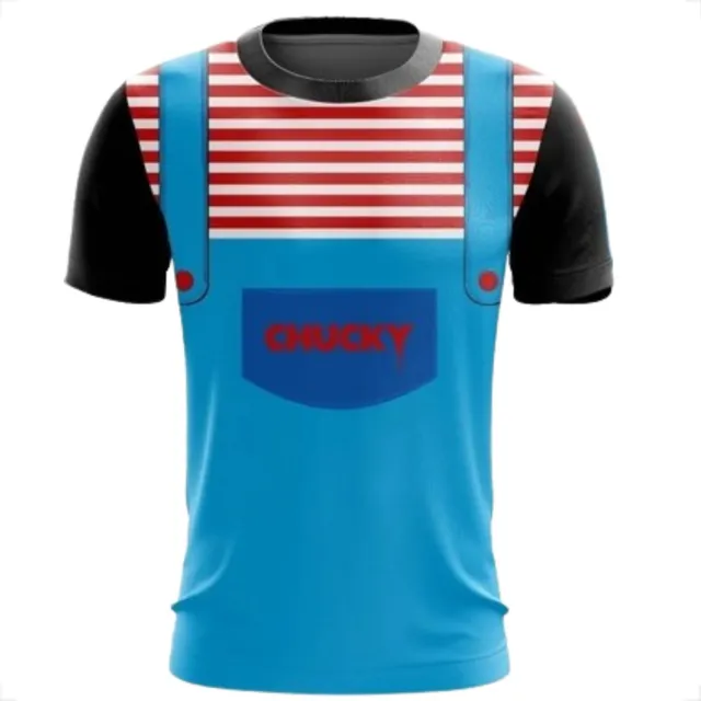 Camiseta Infantil Traje Uniforme Chucky Filme Terror Boneco