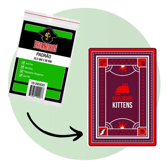 Protetor Carta Exploding Kittens 100 Sleeve Padrão Bucaneiro