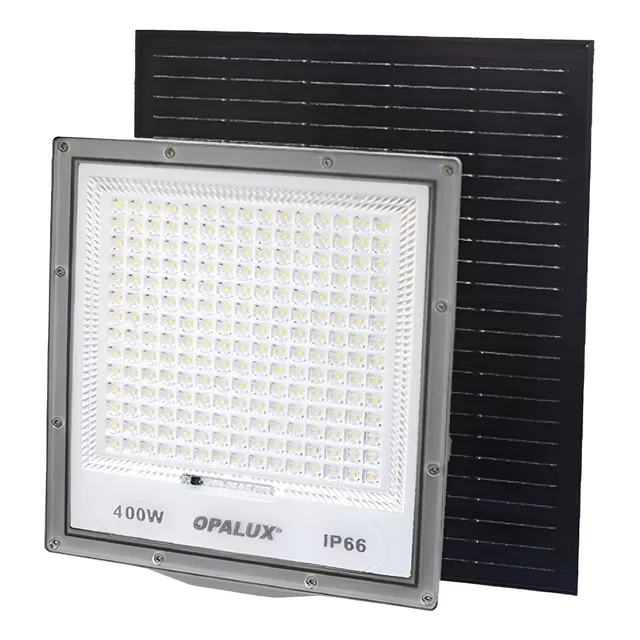 Lampara Con Panel Solar Reflector Led 400w Opalux Exteriores