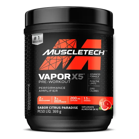 Creatina Vapor X5 Pré Treino Muscletech Citrus 369g Pó Sabor Citrus Paradise