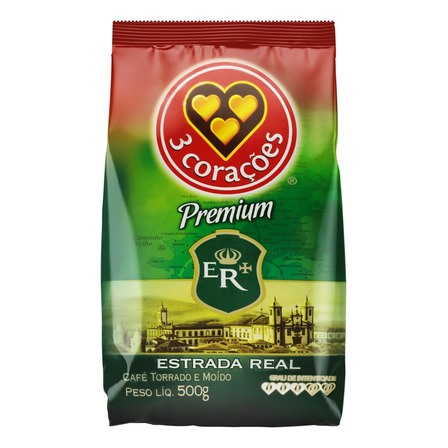 Café Torrado E Moído Estrada Real Premium Pacote 500g 3 Corações Café Torrado E Moído Estrada Real Premium Pacote 500g 3 Corações