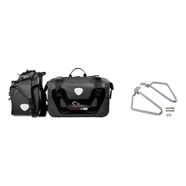 Alforjas 100% Impermeables 25 Lts + Soporte Universal Cromad