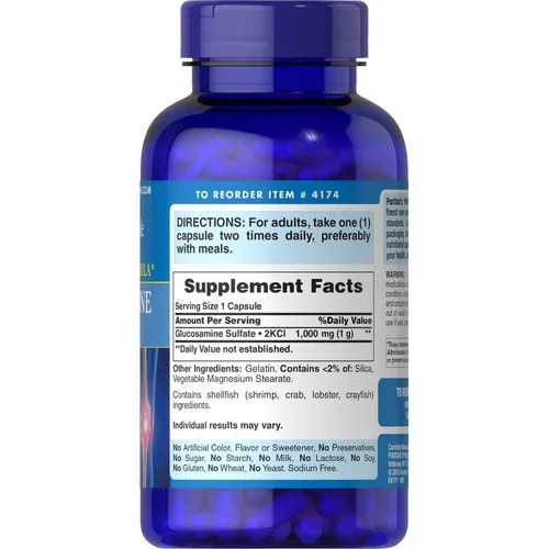 Sulfato de glucosamina 1000 mg Puritan's Pride 240 cápsulas Imp Usa