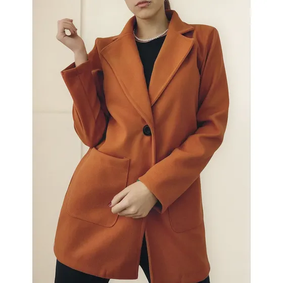 Blazer Saco Largo Mujer De Paño Boton Abrigo Tendencia
