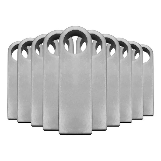 Kit De 10 Piezas Usb 16gb Metálica Plata Bulk Suelta Color Gris