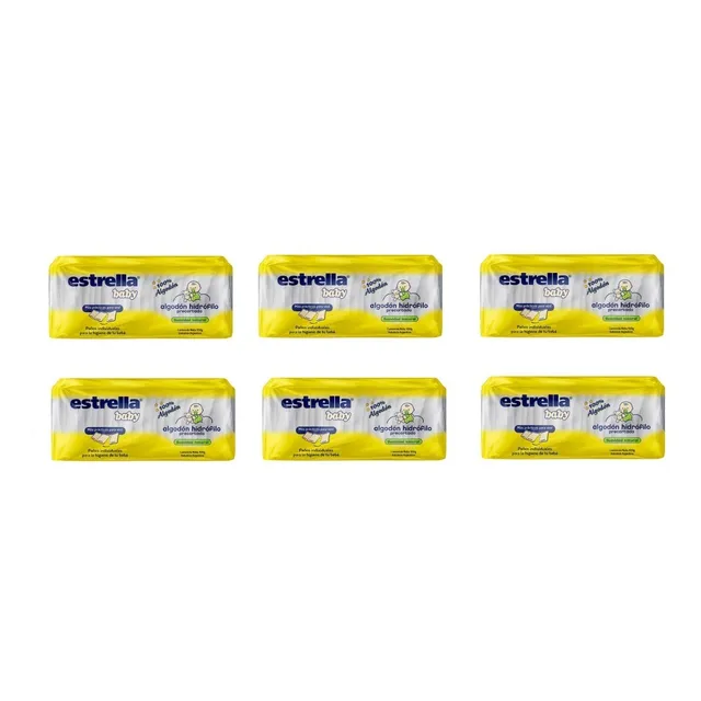 6 Pack Algodón Precortado Hidrofilo Estrella Baby X 100grs