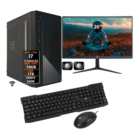 Computador Intel I7 3°ger. 16gb Hd 1tb Completo Monitor 20