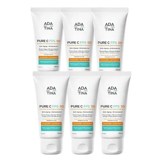 6un Ada Tina Pure C Fps 50 Protetor Solar De 50ml Cada