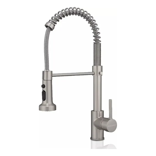 Weluvfit Grifo Mezclador Cocina Monomando Fregadero Llave, Grifo Mezclador De Fregadero De Cocina Giratorio 360°, Acero Inoxidable Cepillado