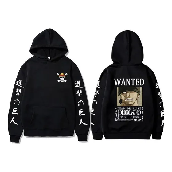 Buzo Anime One Piece Hoddie Wanted Monkey D'luffy 
