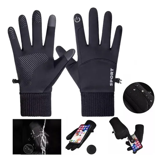 Guantes Térmicos Impermeables Touch Moto Ciclismo Táctil Negro Unico