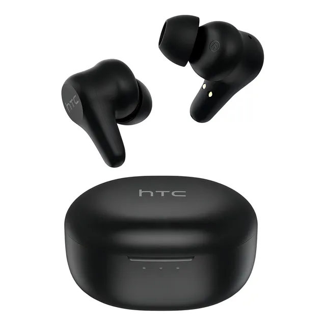 Audífonos Inalámbricos Htc E-mo1 Audifonos In Ear Auriculares Bluetooth 5.3 Color Negro Con Microfono Con Estuche Compatible Con Huawei Xiaomi Sony Samsung iPhone Alta Cancelación Ruido Anc