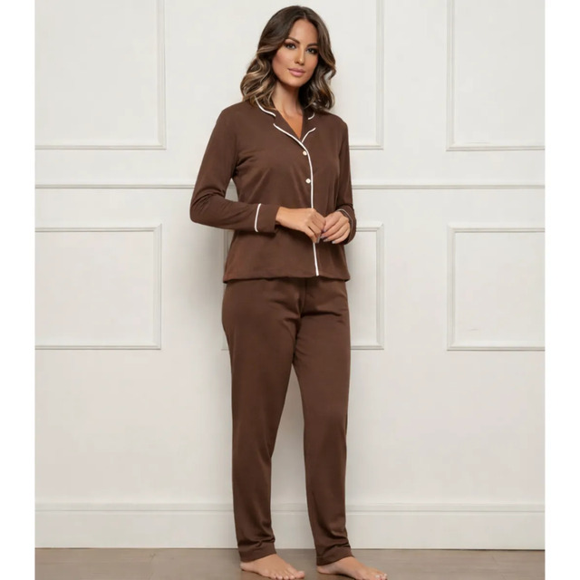 Pijama Feminino Longo De Frio Americano Amamentação Inverno