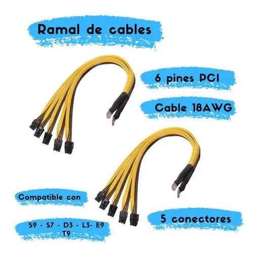 Ramal De Cables Fuente De Poder S9 L3, 10 Pci 6 Pines