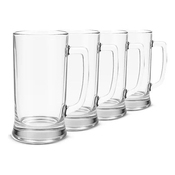 4 Caneca Vidro Chopp Cerveja Refrigerante Alça 600ml Taberna