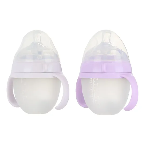 Biberon De Flujo Lento Anticolicos Para Bebe Con Asas 2 Pzs Color Multicolor Transparente
