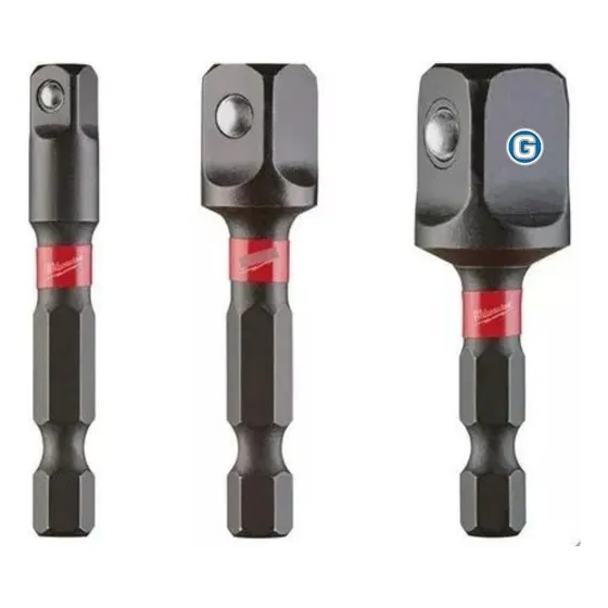 Set Adaptadores Atornilladores Milwaukee Hex Cua 1/4 3/8 1/2