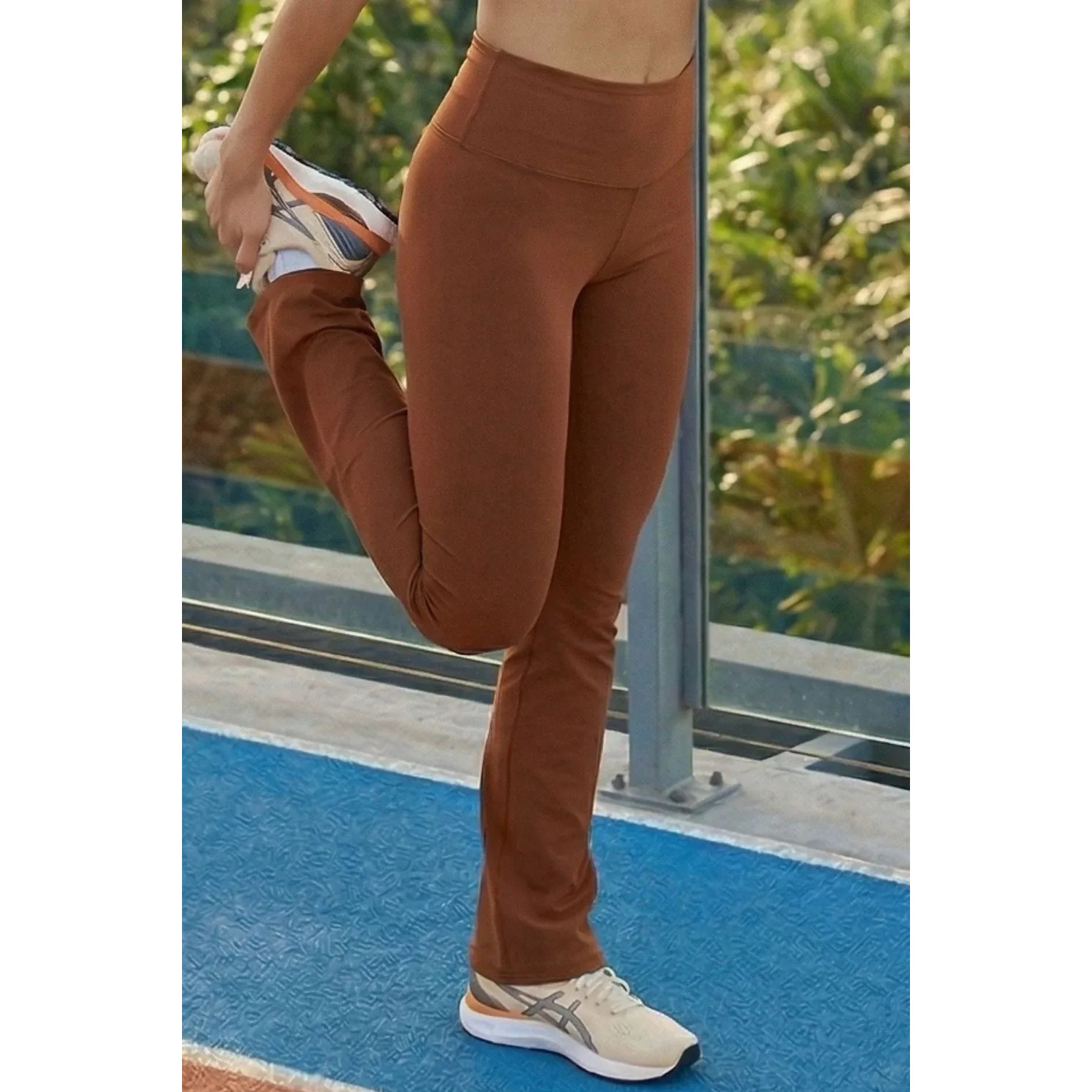 Calça Legging Fitness Flare Polo Wear Marrom-escuro M