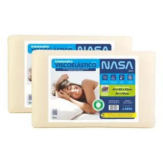 Kit 2 Travesseiro Nasa-x Original Viscoélastico Antiácaros 40x60x13
