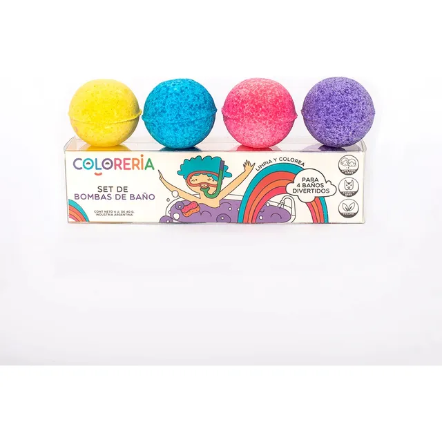 Set X 4 Mini Bomba De Baño Pastilla Espuma Bañera Coloreria
