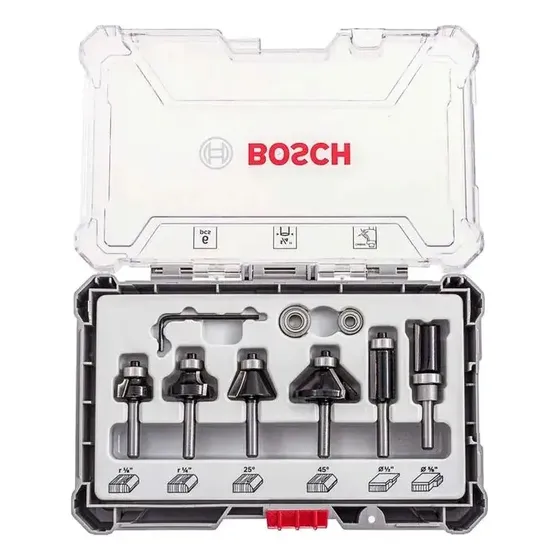 Juego De Fresas Mixto Standard Vástago De 1/4  6pzs Bosch