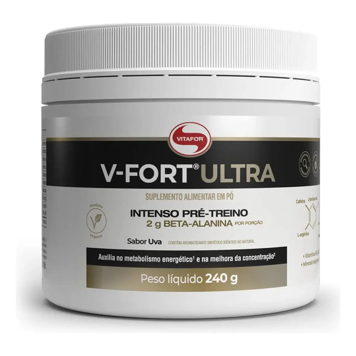 Pré-Treino V-Fort Ultra Vitafor 240g Sabor Uva