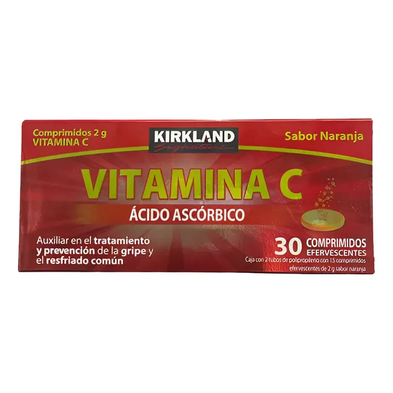 Vitamina C Kirkland 30 Tabs Efervescentes Naranja