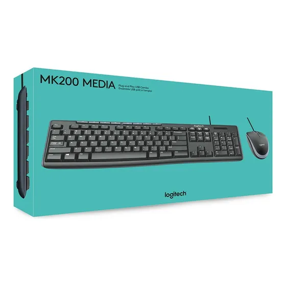 Combo Teclado Y Mouse Logitech Mk200 Alambrico Negro