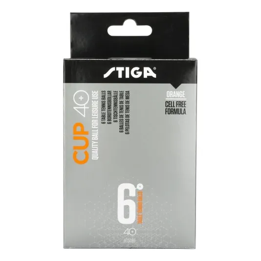Pelota de ping pong Stiga CUP 40+ color naranja en caja de 6 unidades