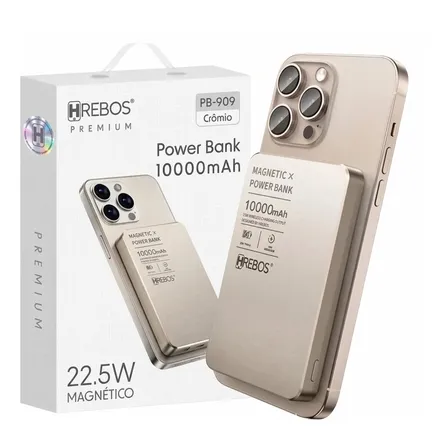 Carregador Power Bank Titanium Magsafe 10.000mah Pb-909 CRÔMIO