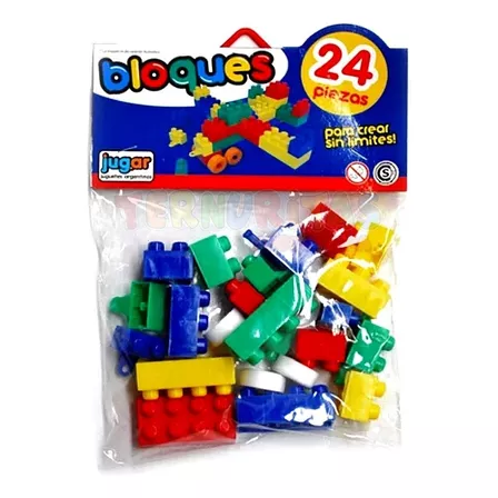 Bloques X24 Piezas Ladrillos Colores Juego Encastre Jugar