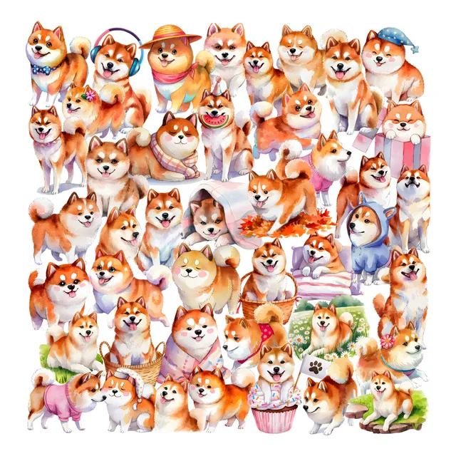Stickers Vintage Para Scrapbook Journaling Perros Akita X44