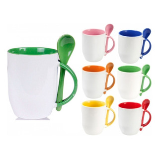 12 Taza Para Sublimar 11 Onzas Premium Con Cuchara Color 12 Taza Para Sublimar 11 Onzas Premium Con Cuchara Color