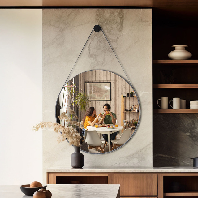 Espelho Adnet De Parede Escandinavo 60cm Com Suporte Cor Preto - Ideal Como Espelho Para B... Espelho Adnet De Parede Escandinavo 60cm Com Suporte Cor Preto - Ideal Como Espelho Para B...