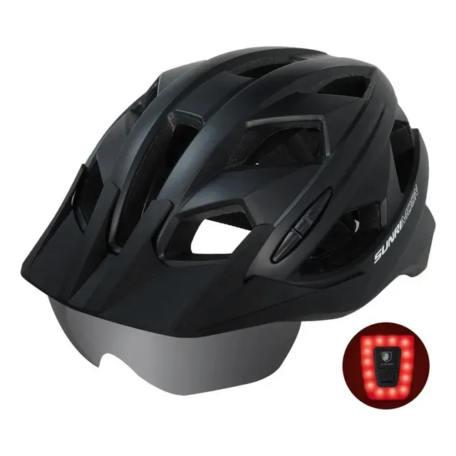 Casco Bicicleta Ciclismo Mtb Lentes Y Luz Trasera
