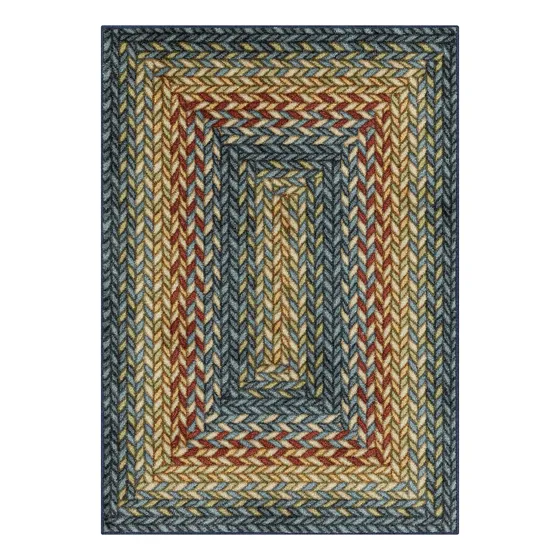 Alfombra Trenzada Bohemia Lavable Antideslizante Multicolor