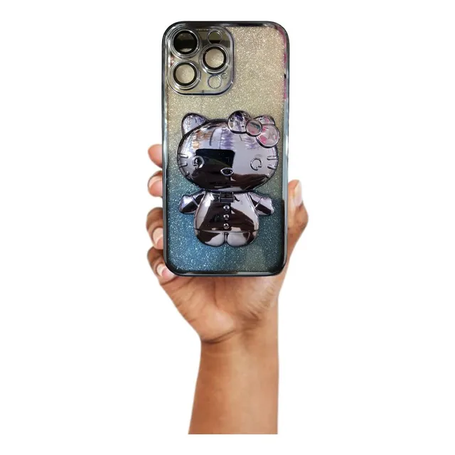 Funda Para iPhone Kitty Glitter C/espejo 11 12 13 14 15 Pro