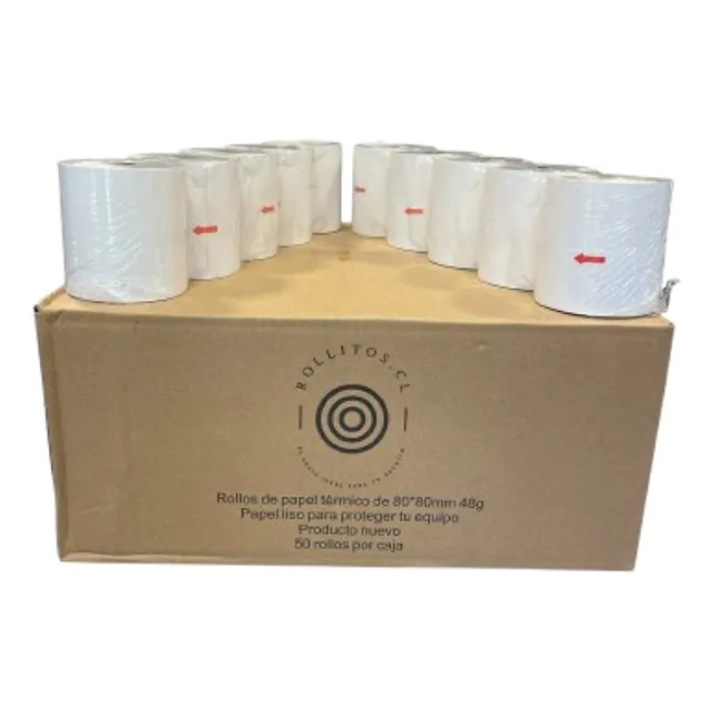 50 Rollos Térmicos 80x80  80mm X 80m Papel 48grms Venta Pos