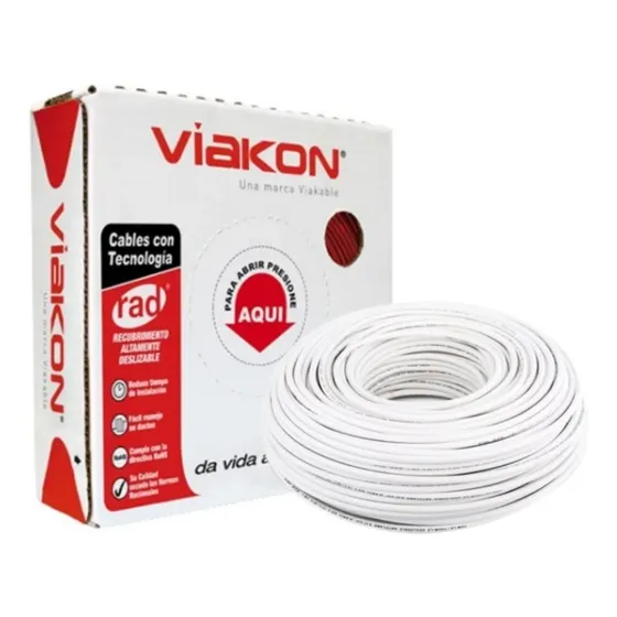 Cable De Cobre Cal 10 Awg Viakon Color Blanco
