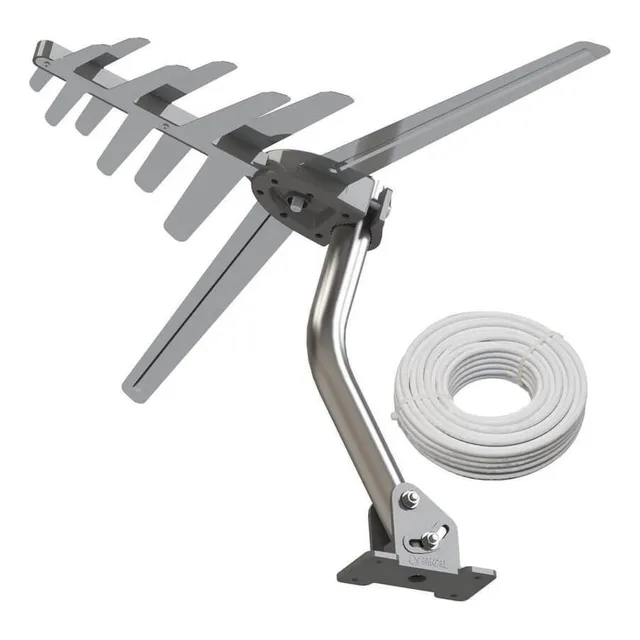 Brasforma HD8100K Antena HD Externa 4 en 1 VHF, FM, UHF y HDTV 6dbi