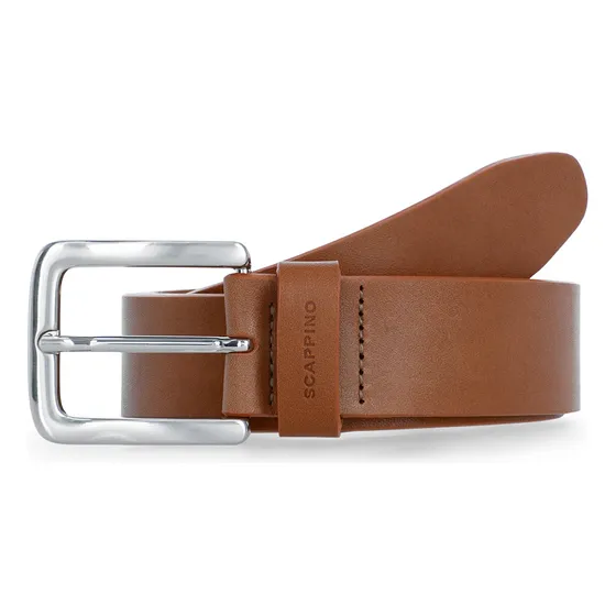 Cinturón Scappino De Piel Casual Plano Hombre Color Café Cuero Talla 36